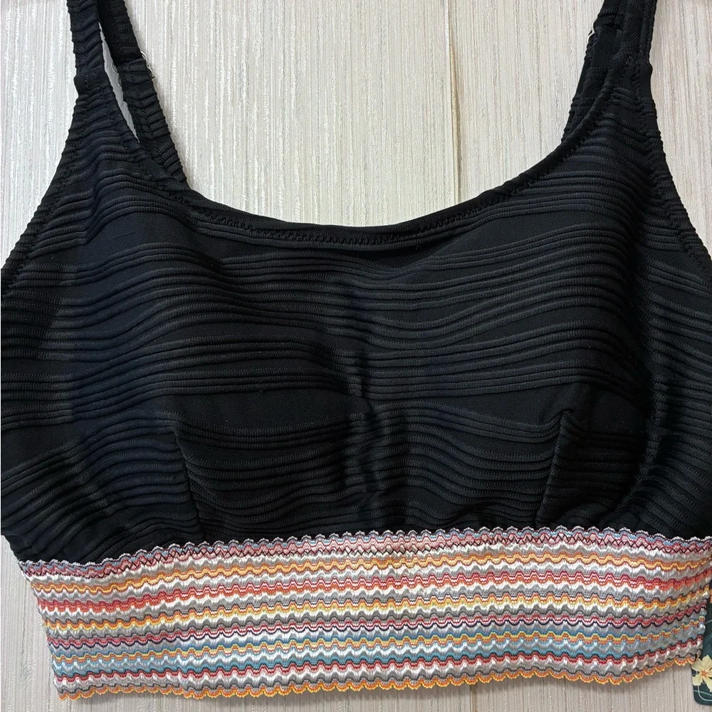 NWT Blooming Jelly Black High Waist Bikini Set Ribbed Crop Top Swimsuit M - Picture 3 of 9